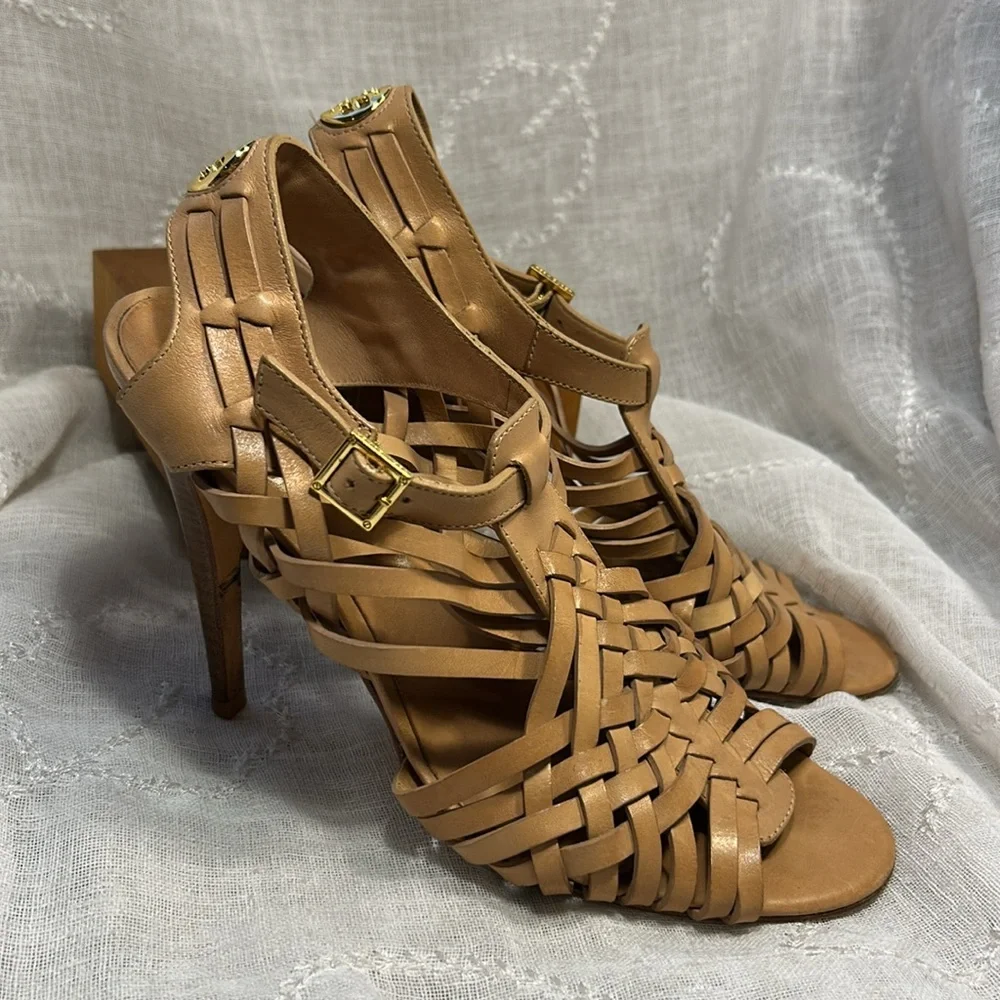 Tory Burch woven leather heels with leather sole